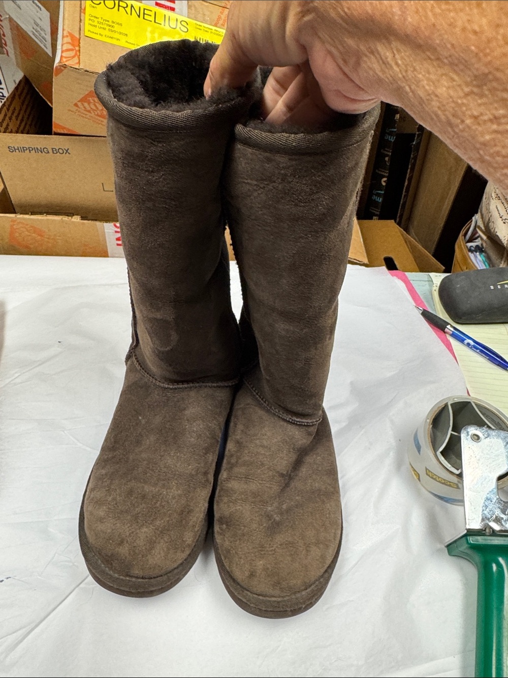 UGG Tall Suede Boots in Chocolate - Picture 3 of 4